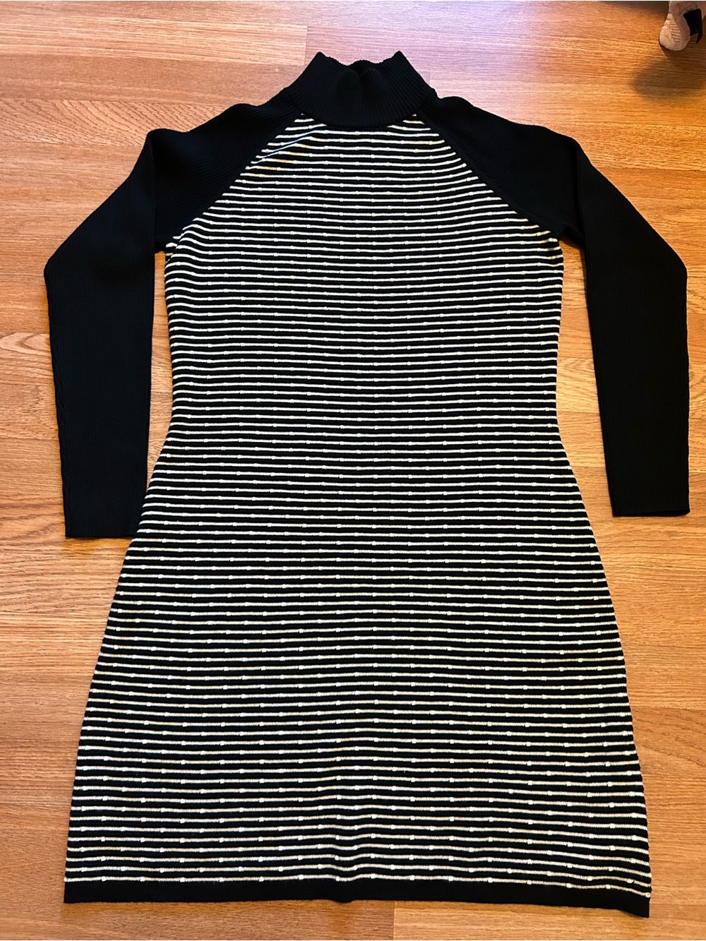 Title nine Black & White Striped Long Sleeve Knit Dress.Size large